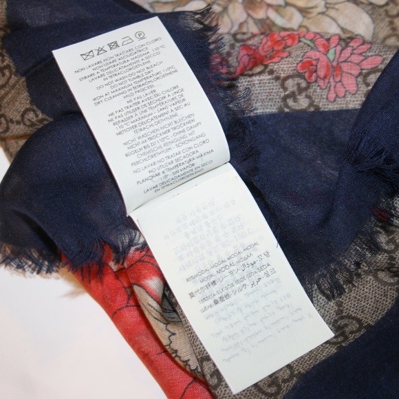 Gucci GG Monogram Spring Flower Bouquet Shawl Scarf - Picture 7 of 8